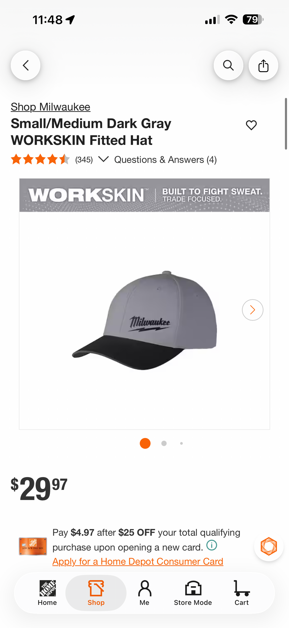 Milwaukee Dark Gray WORKSKIN Fitted Hat