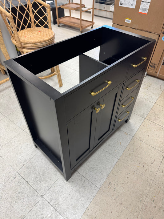 Wonline 36” Black & Gold Bath Vanity (NO TOP)