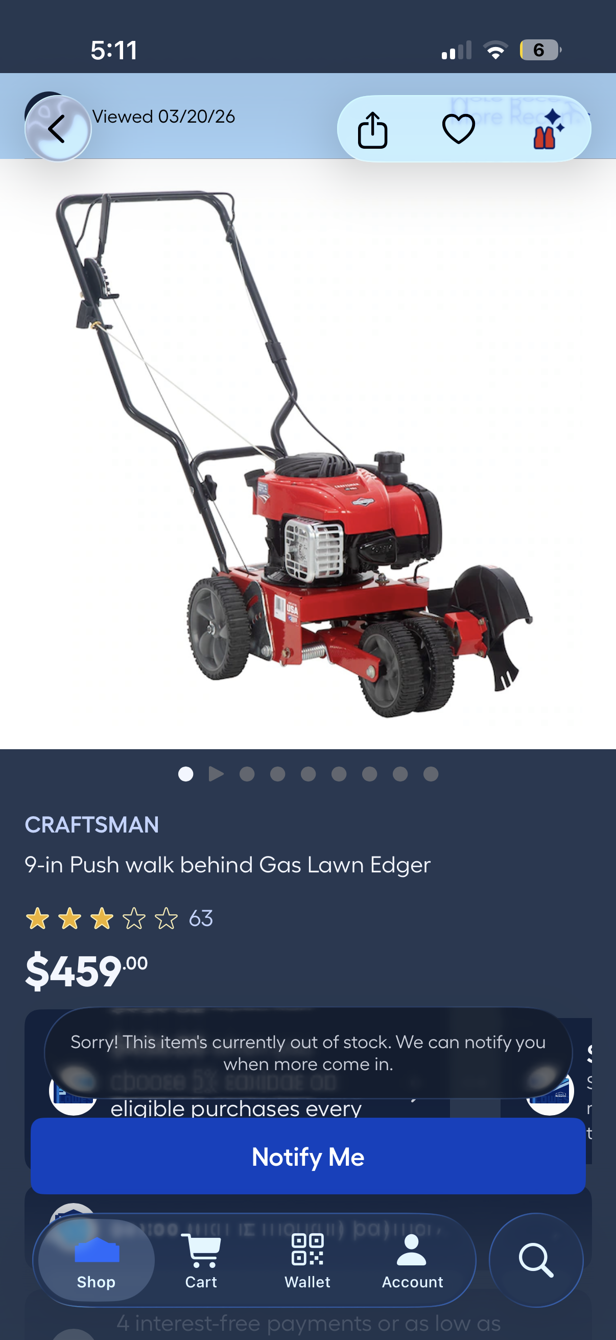 Craftsman 9” 140cc 4-Cycle Gas Walk Behind Edger