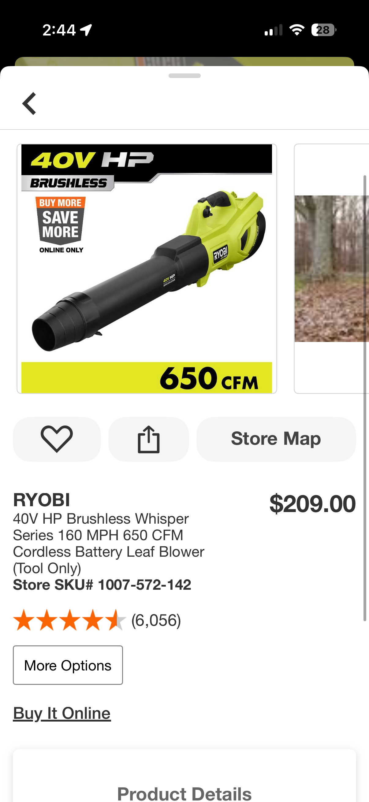 Ryobi 40v HP Brushless Whisper Series Leaf Blower (Tool Only)
