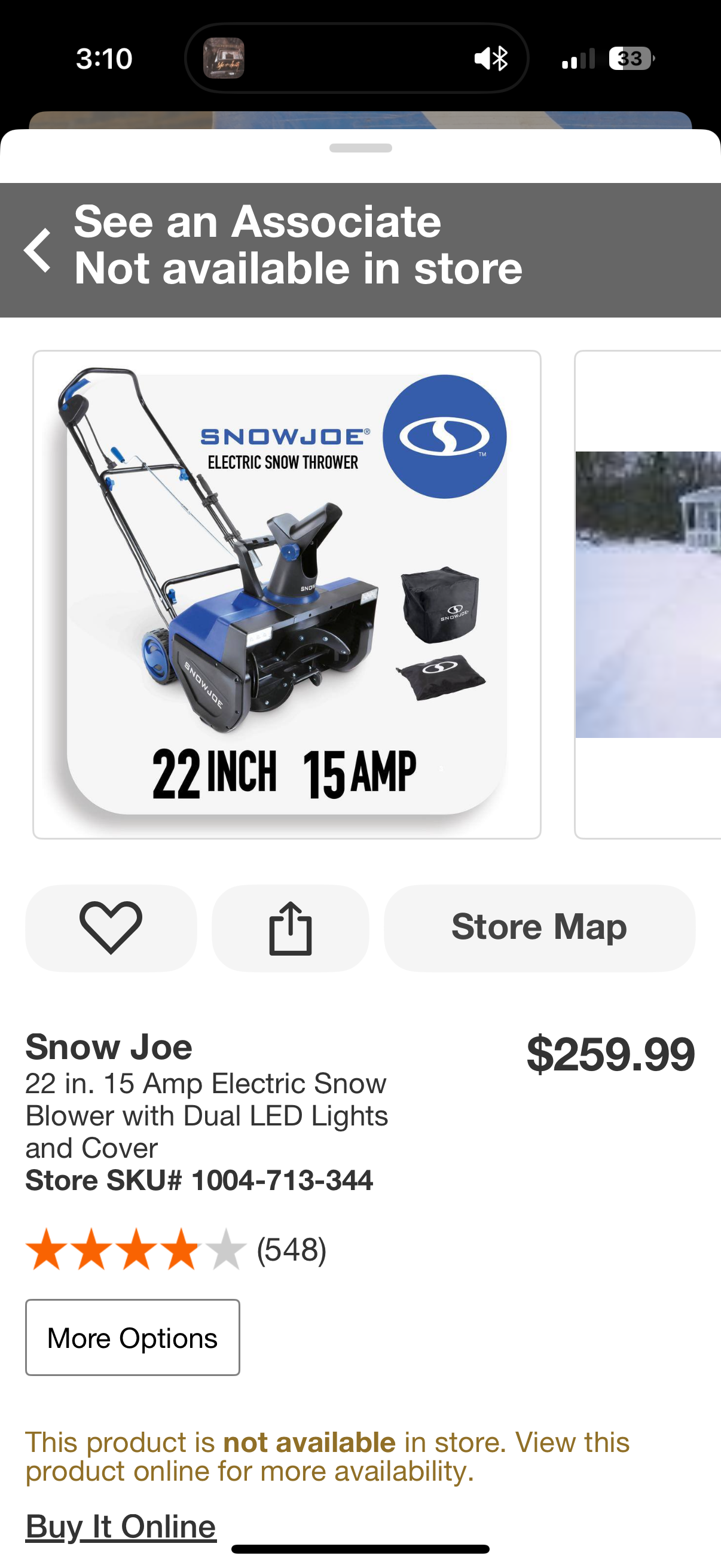 Snow Joe 22” 15-Amp Electric Snow Blower
