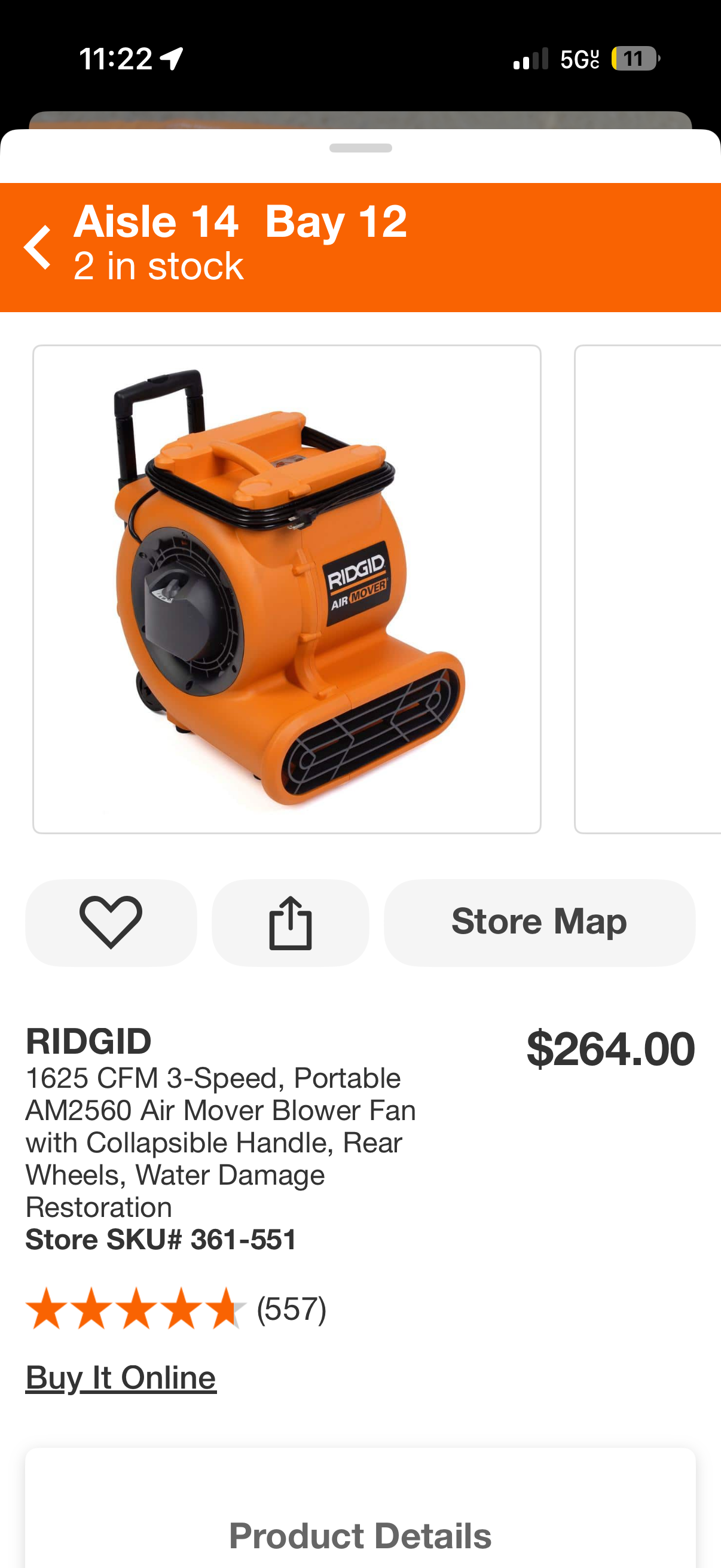 Ridgid 1625 CFM Portable Air Mover Blower Fan
