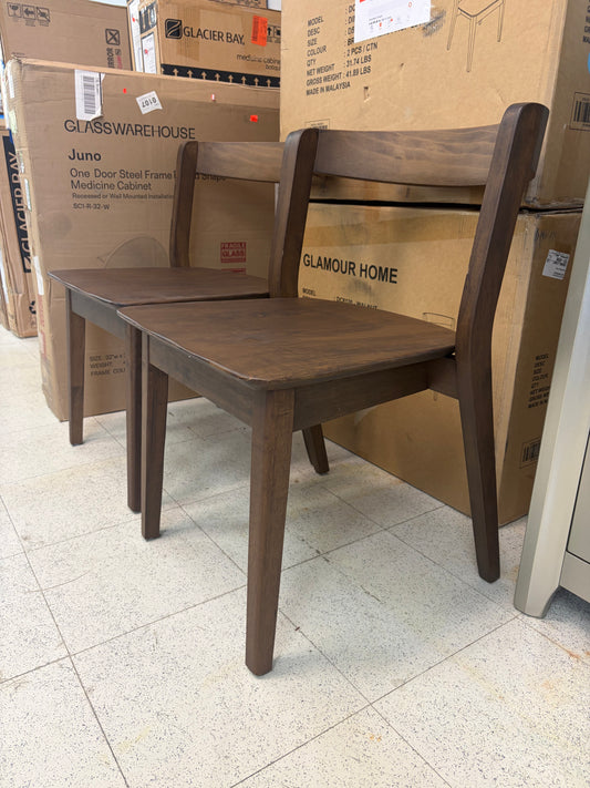 Glamour Home Astor Walnut Solid Wood Dining Chair Set of 2