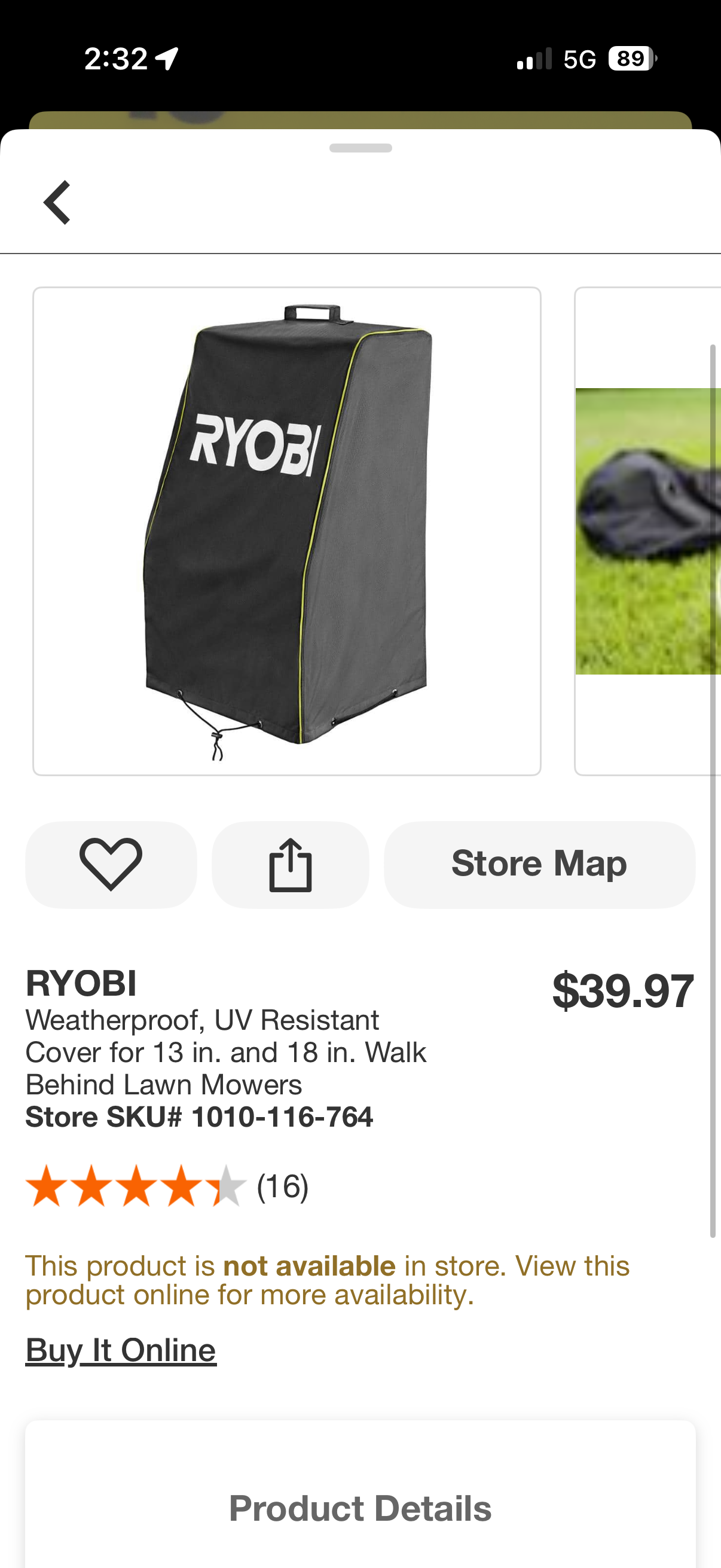 Ryobi One+ 18v Brushless 16” PUSH Lawn Mower Kit