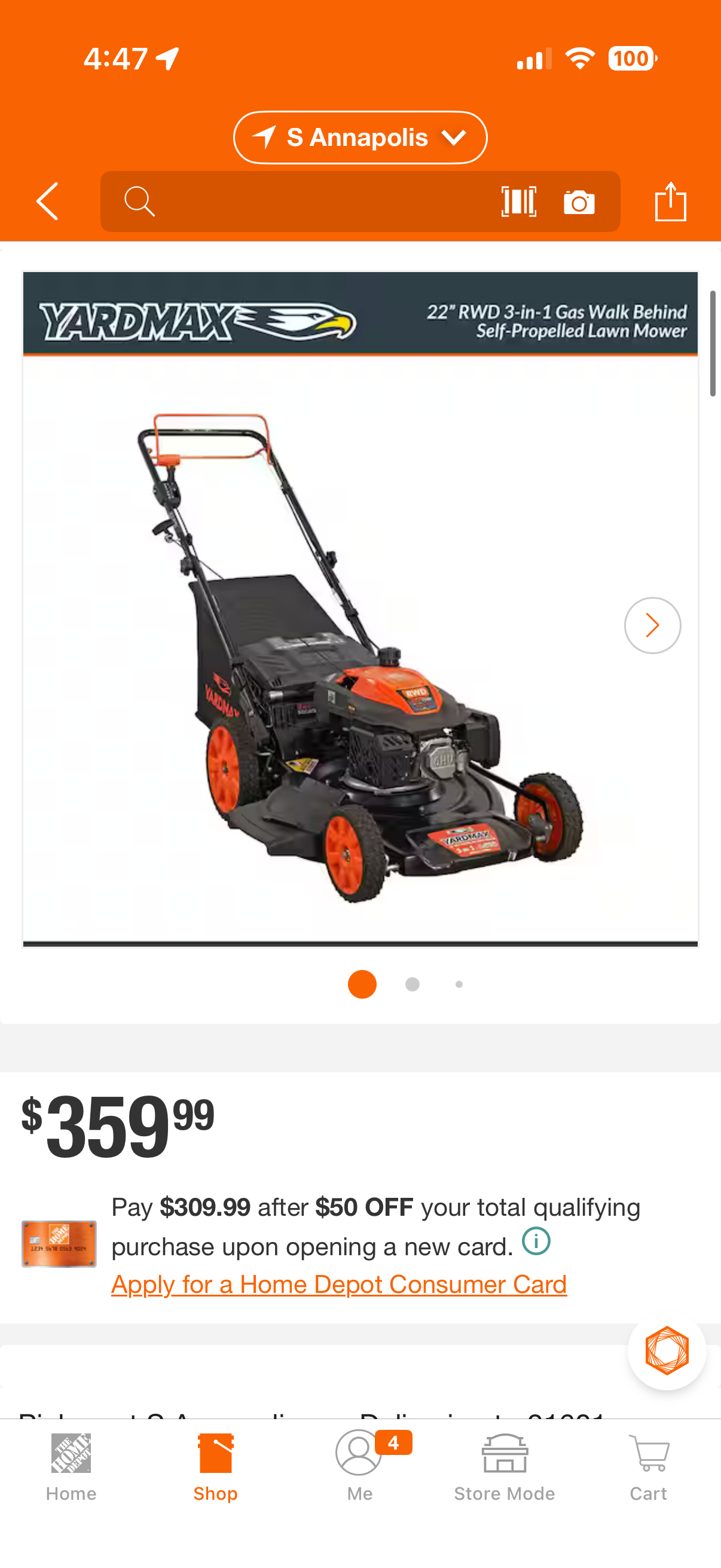 Yardmax 22” 201cc RWD Self Propelled Gas Lawn Mower