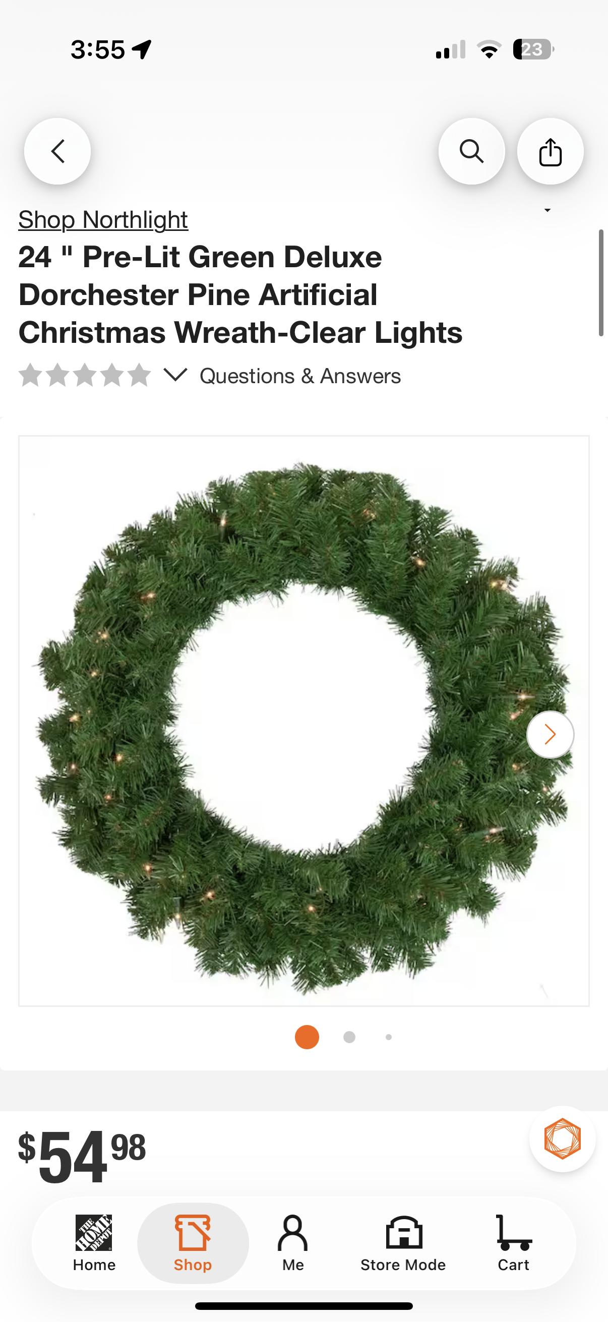 Northlight 24” Pre-Lit Dorchester Pine Artificial Wreath