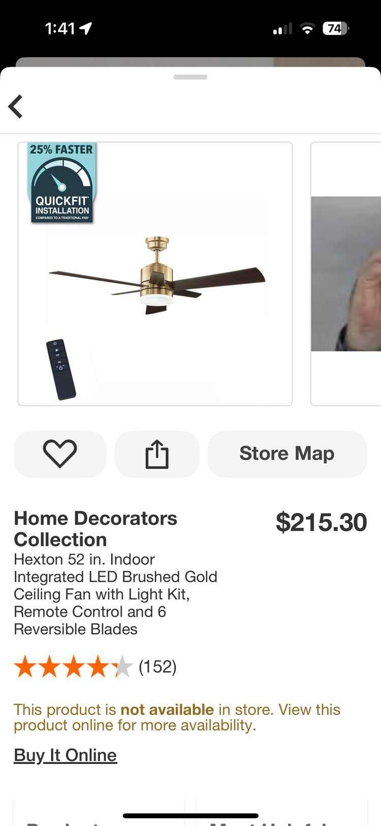 HDC Hexton 52” Integrated LED Indoor Ceiling Fan