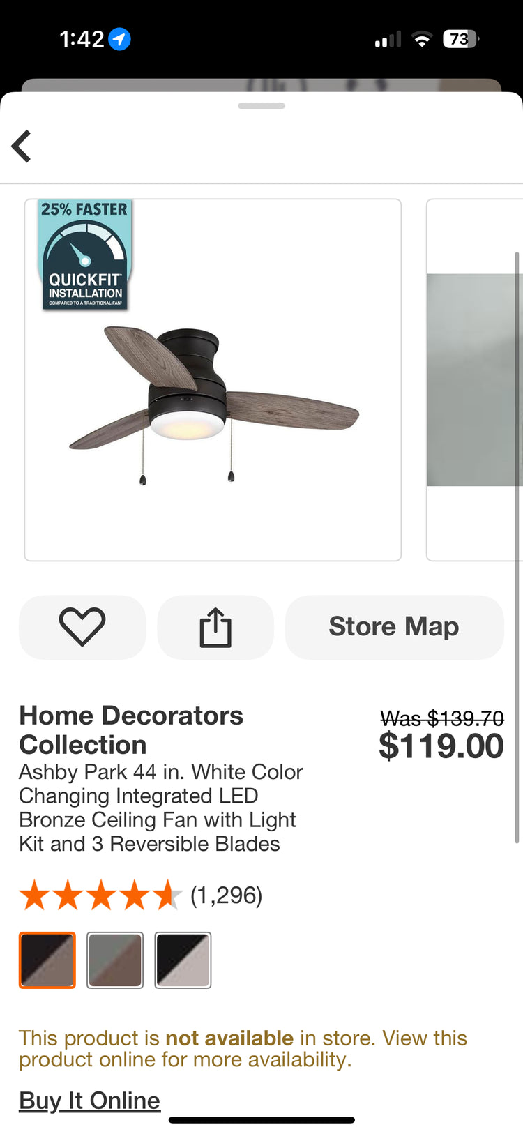 HDC Ashby Park 44” Color Changing Integrated LED Ceiling Fan