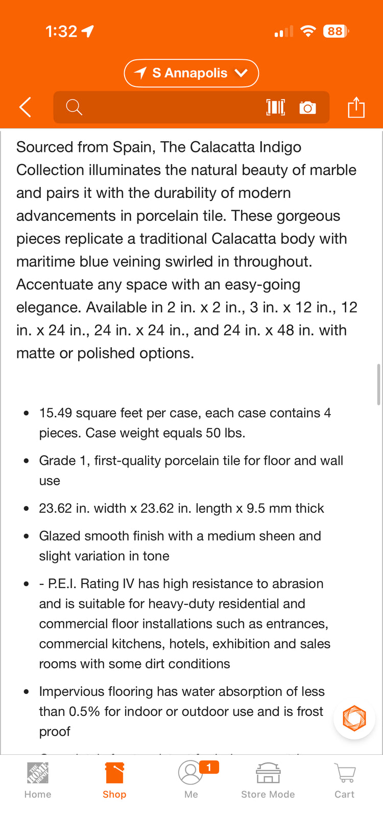 Ivy Hill Calacatta Indigo 24x24” Matte Porcelain Floor & Wall Tile