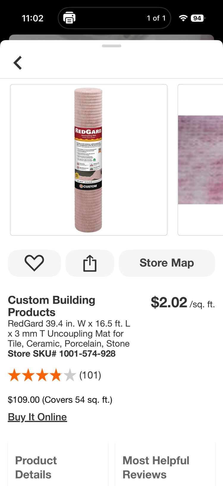 Custom Building Products RedGuard Uncoupling Mat