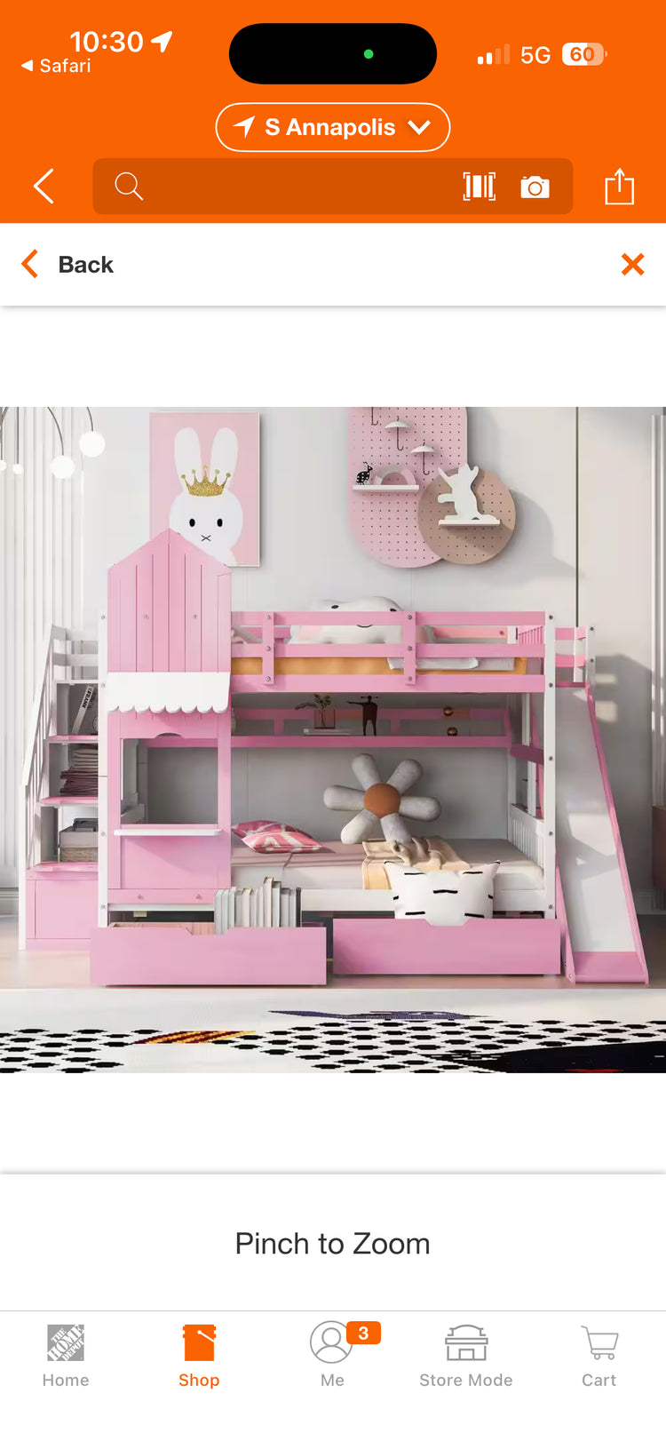 Harper & Bright Pink/White Full over Full Bunk Bed