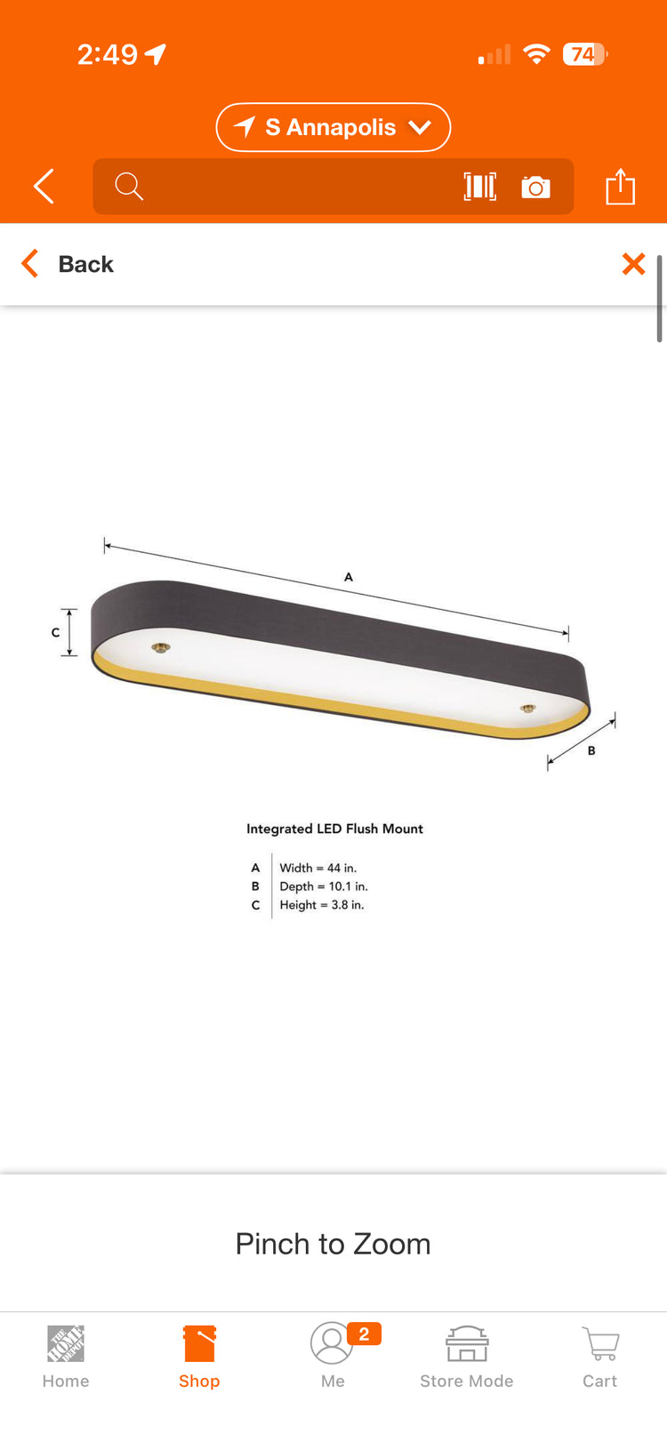 EnviroLite Stacy 44" Dimmable Integrated LED Kitchen Flush Mount Light