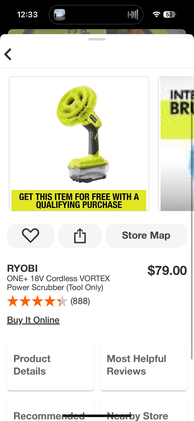 Ryobi One+ 18v Vortex Power Scrubber (Tool Only)