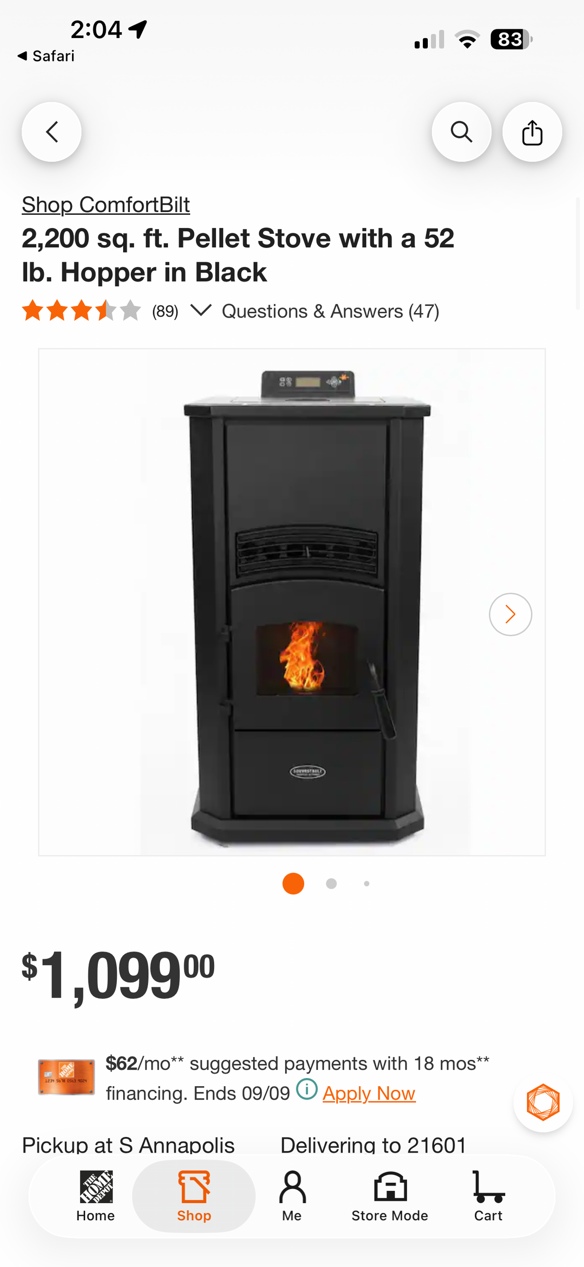 ComfortBilt HP41-Alpine 2,200 sq ft Pellet Stove