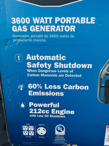 Hart 3600W 212cc Portable Gas Generator
