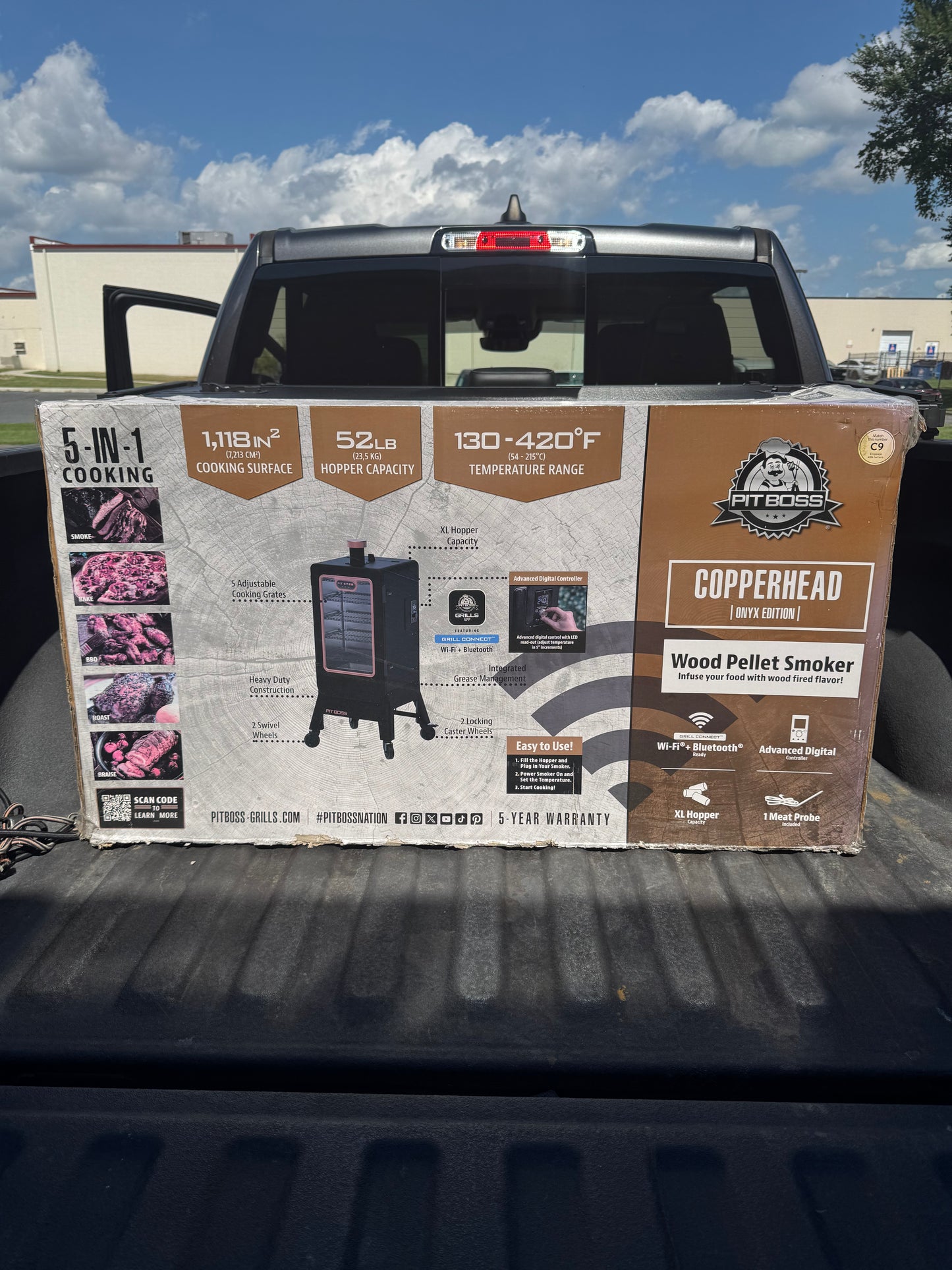 Pit Boss 1300 Copperhead Onyx WiFi & Bluetooth Wood Pellet Smoker
