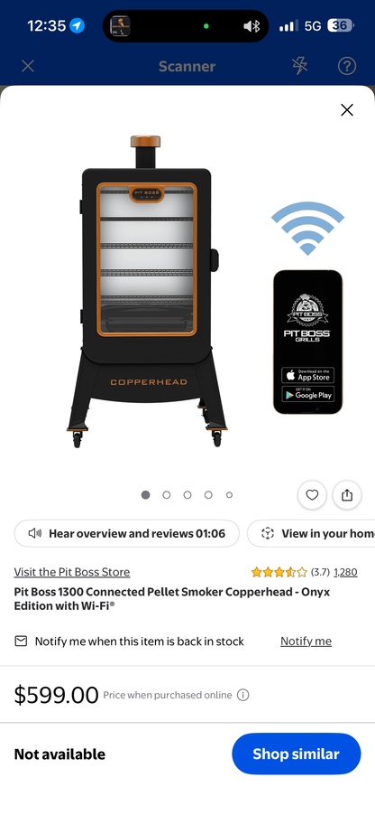 Pit Boss 1300 Copperhead Onyx WiFi & Bluetooth Wood Pellet Smoker