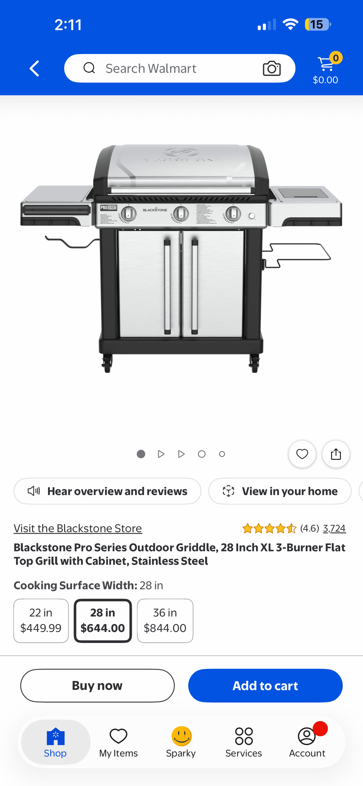 Blackstone Pro Series 28” Stainless Steel XL 3-Burner Propane Gas Griddle