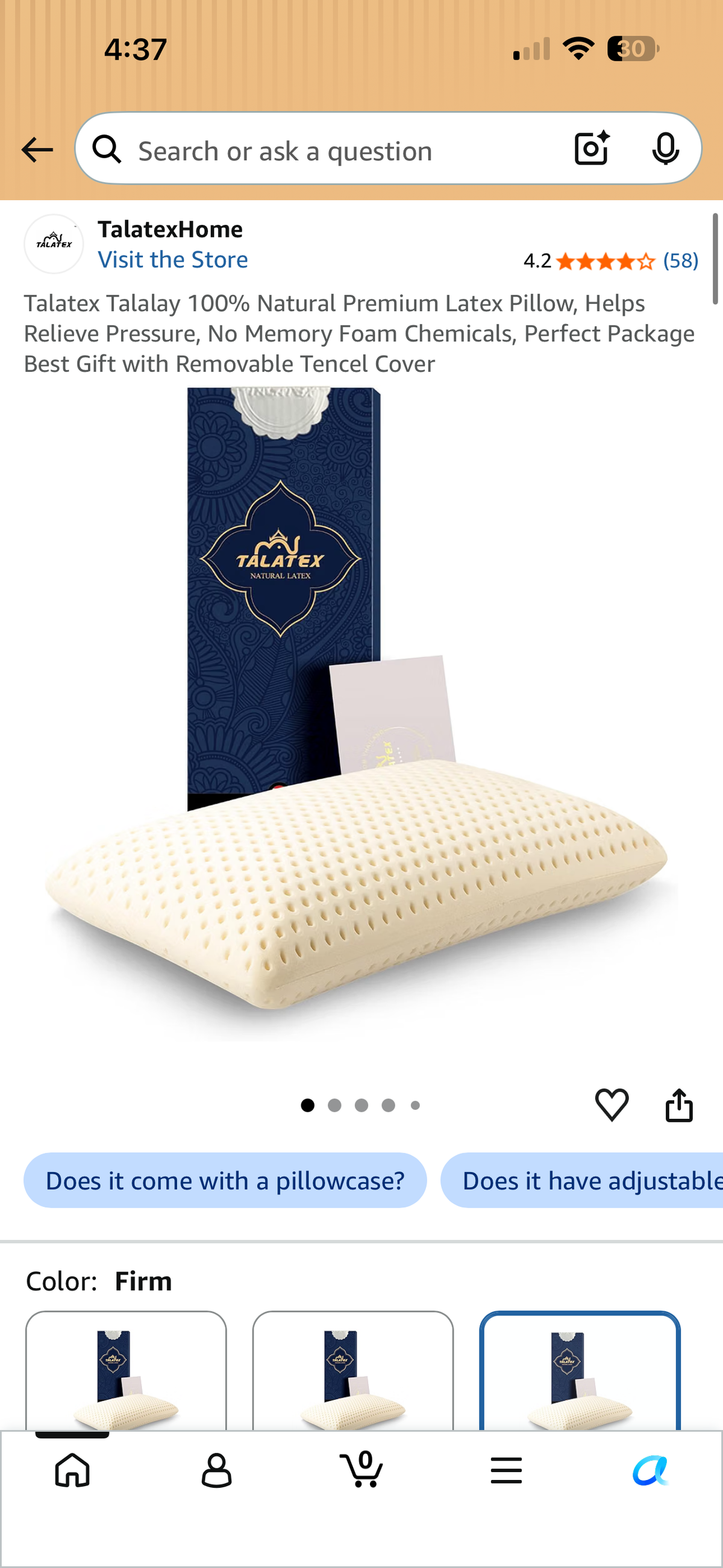 Talatex Talalay Queen Firm Premium Latex Pillow