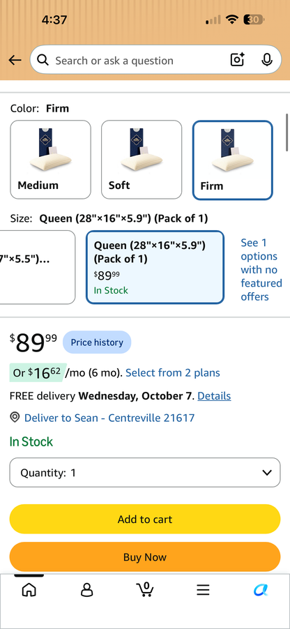 Talatex Talalay Queen Firm Premium Latex Pillow