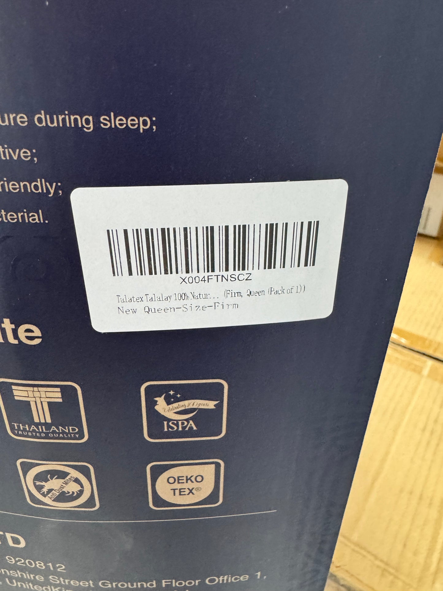 Talatex Talalay Queen Firm Premium Latex Pillow