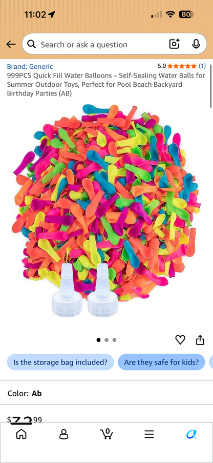 999pc Quick Fill Water Balloons