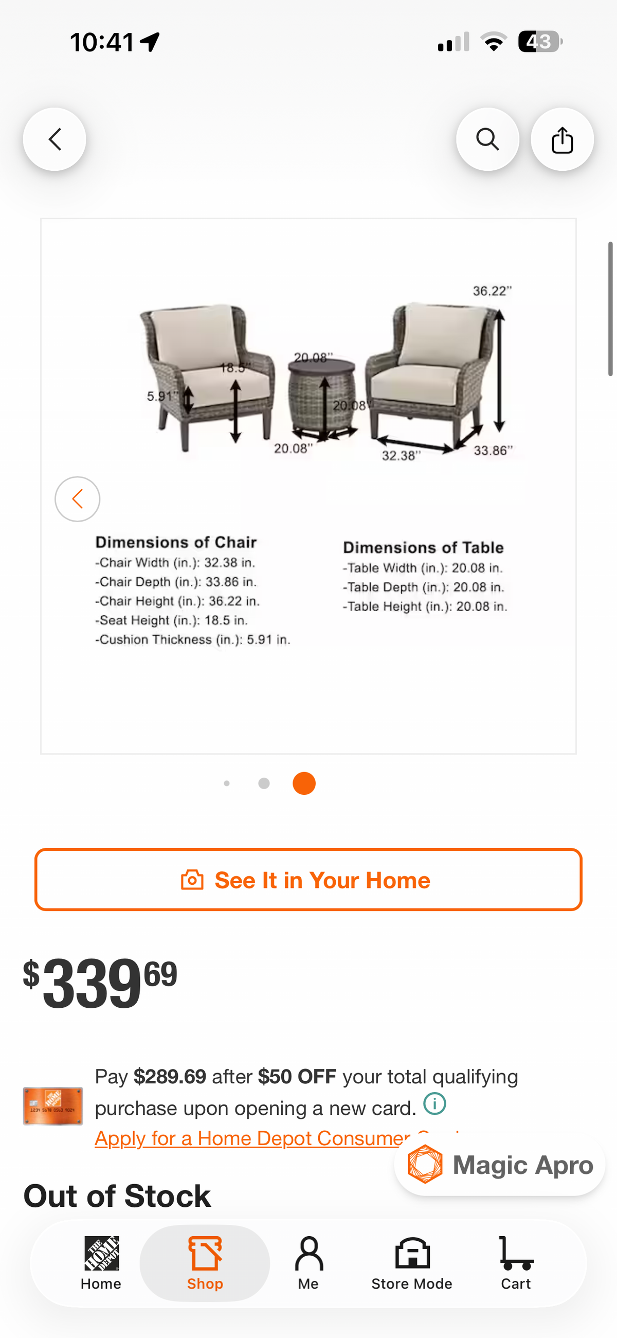 Hampton Bay Cooper Lake 3pc Wicker Patio Conversation Set