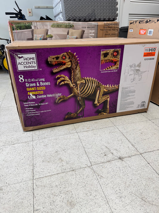 Home Accents Holiday 8ft Grave & Bones Animated LED Zombie Velociraptor