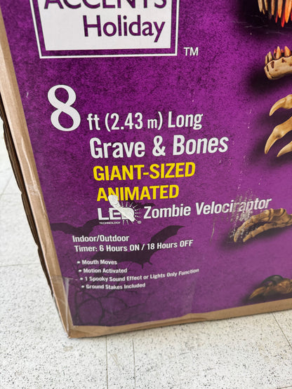 Home Accents Holiday 8ft Grave & Bones Animated LED Zombie Velociraptor