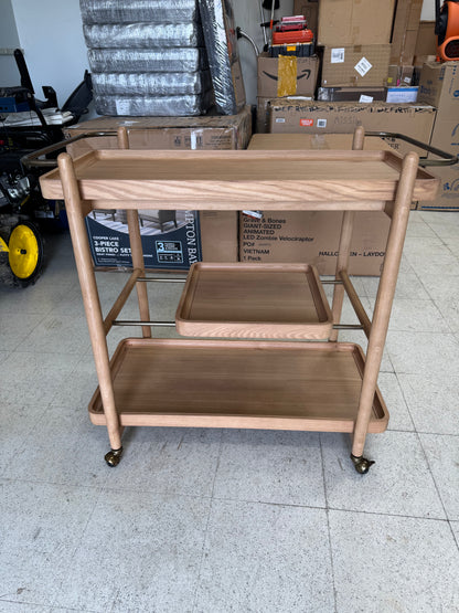 Vitae 36” Natural Solid Elm Wood Bar Cart