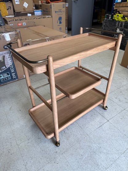 Vitae 36” Natural Solid Elm Wood Bar Cart