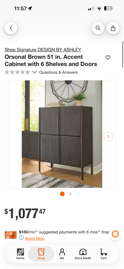 Signature Design by Ashley Orsonal Brown 51” Accent Cabinet