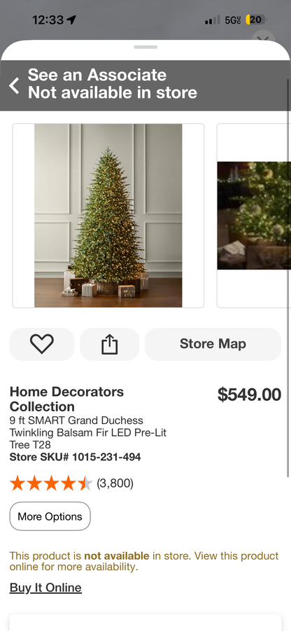 HDC 9ft Smart Grand Duchess Twinkling Balsam Fir LED Pre-Lit Christmas Tree