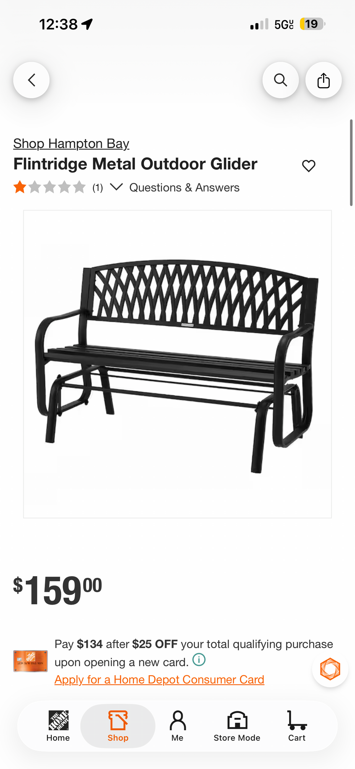 Hampton Bay Flintridge Metal Outdoor Glider