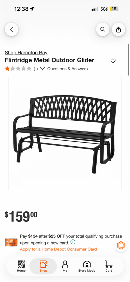 Hampton Bay Flintridge Metal Outdoor Glider