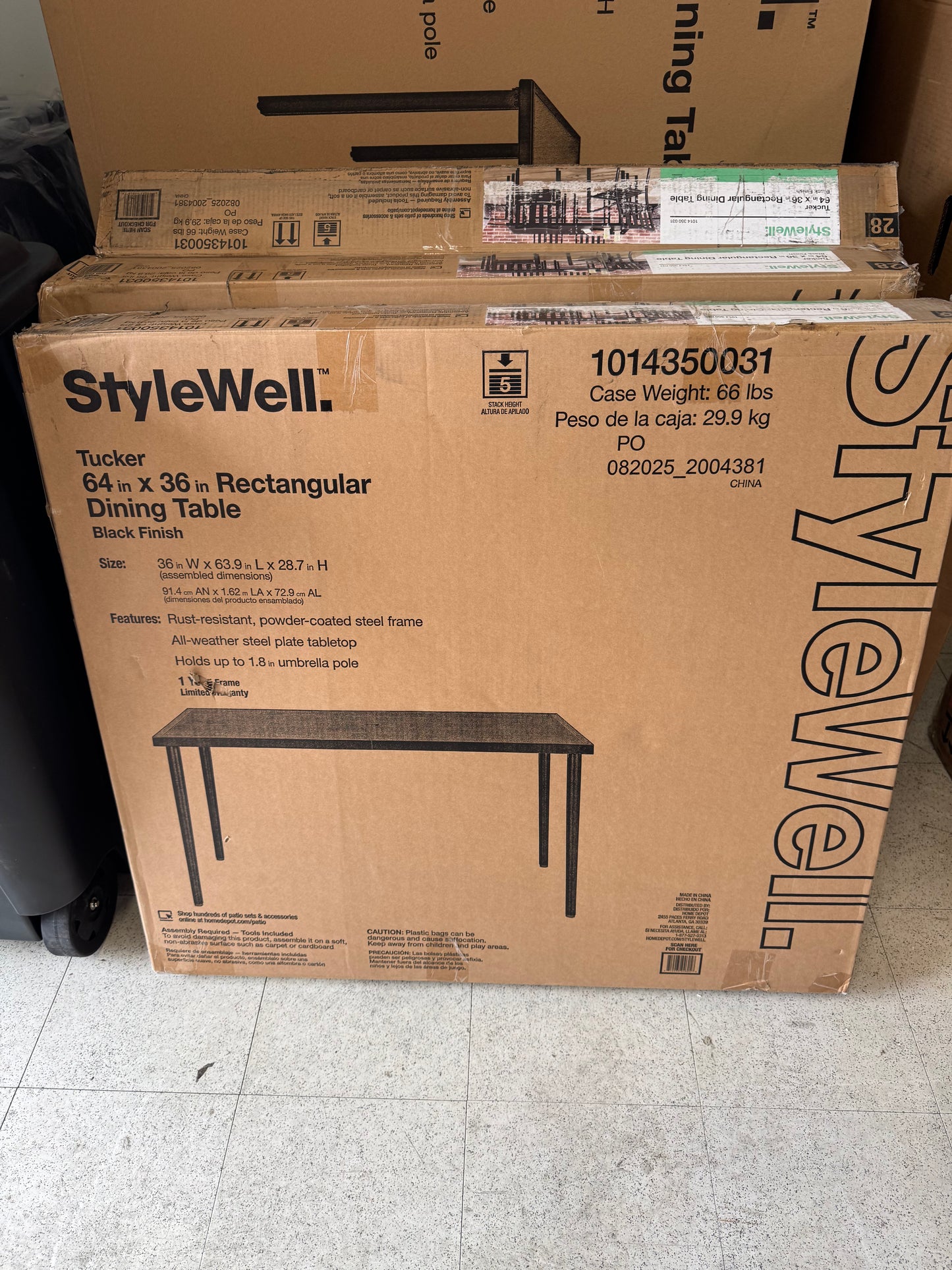 StyleWell Tucker Steel Slat Top Outdoor Dining Table