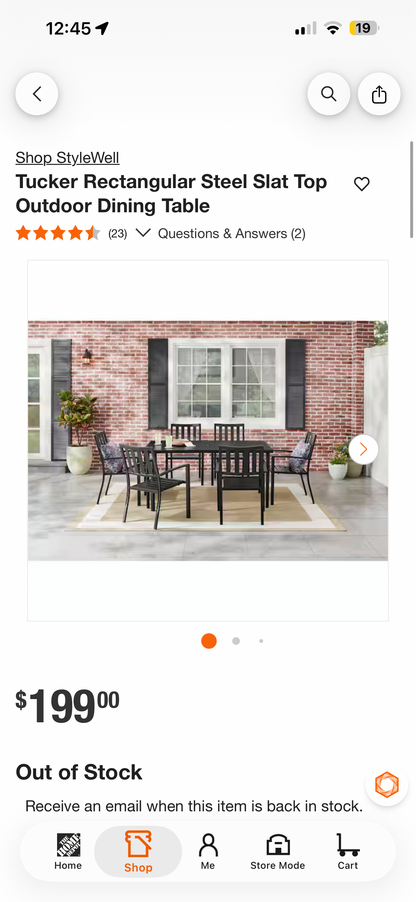 StyleWell Tucker Steel Slat Top Outdoor Dining Table