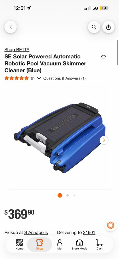 Betta SE Solar Powered Auto Robotic Pool Vacuum Skimmer Cleaner