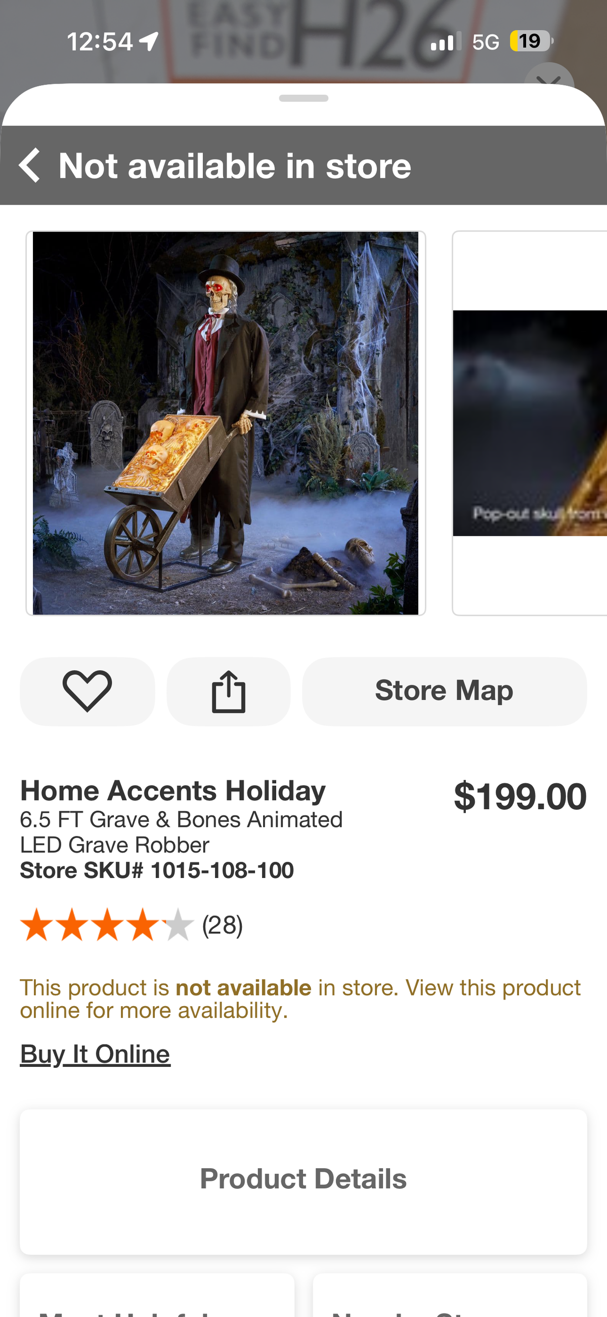 Home Accents Holiday 6.5ft Grave & Bones Animated LED Grave Robber