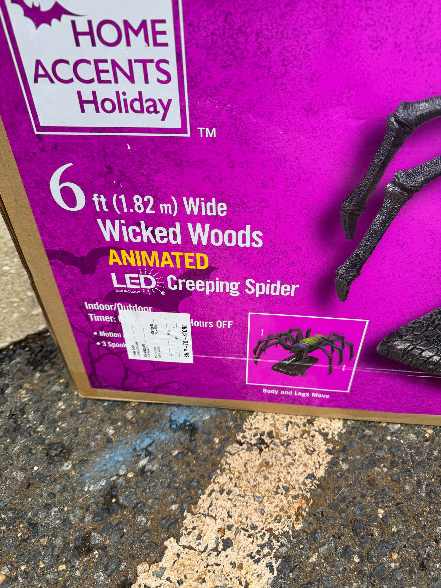 Home Accents Holiday 6ft Wicked Woods Animated LED Creeping Spider