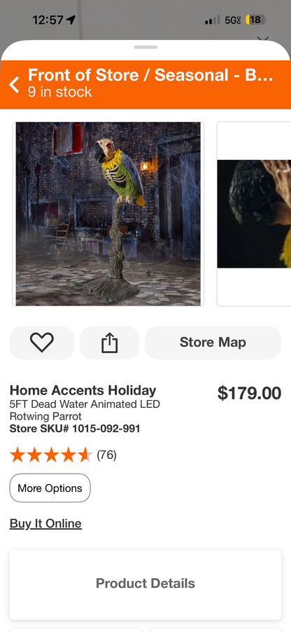 Home Accents Holiday 5ft Dead Water Animated LED Rotwing Parrot