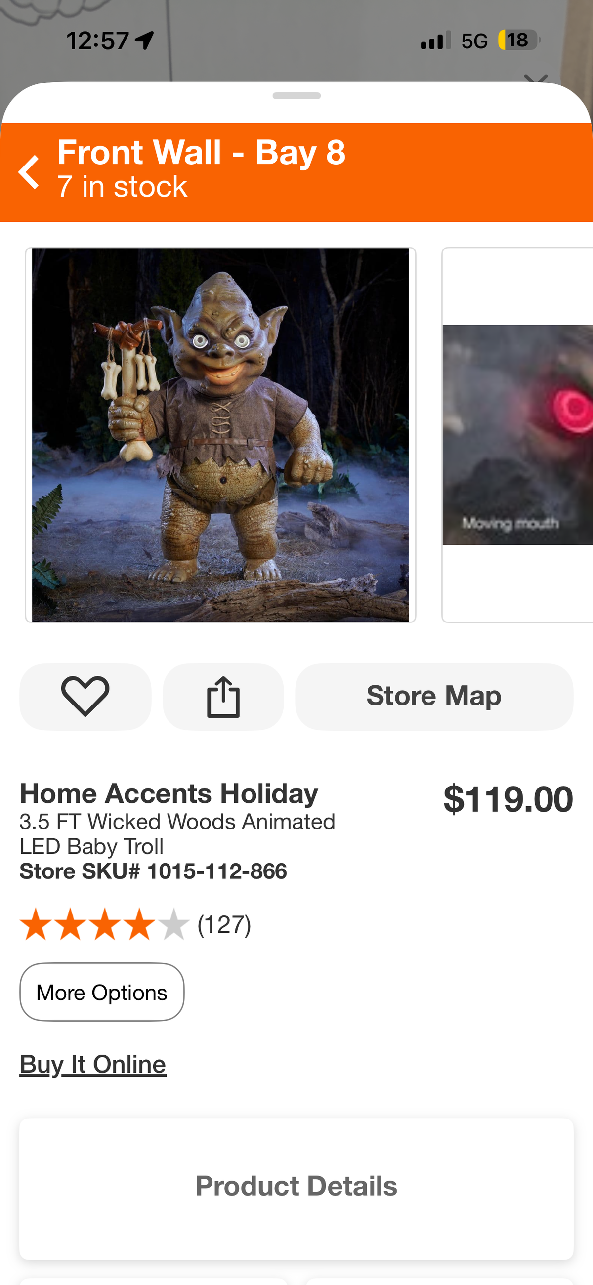 Home Accents Holiday 3.5ft Wicked Woods Animated LED Baby Troll