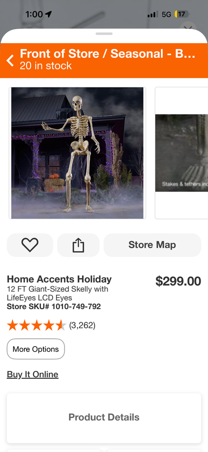 Home Accents Holiday 12ft Giant-Sized Skelly w/LCD Eyes