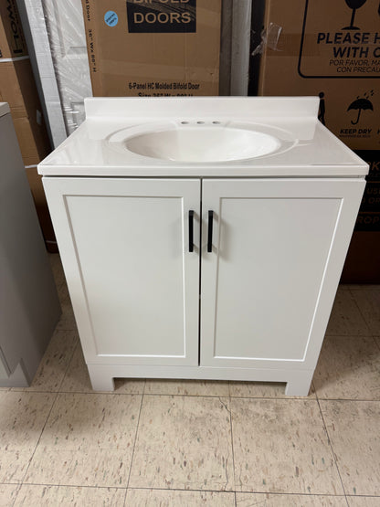 Glacier Bay Oakley 31” White Bath Vanity w/White Marble Top