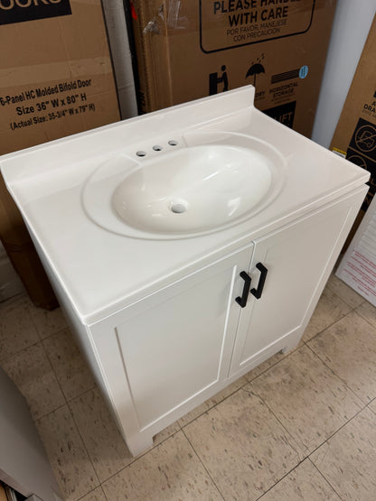 Glacier Bay Oakley 31” White Bath Vanity w/White Marble Top