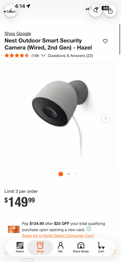 Google Nest Gen 2 Wired Smart Outdoor Security Camera