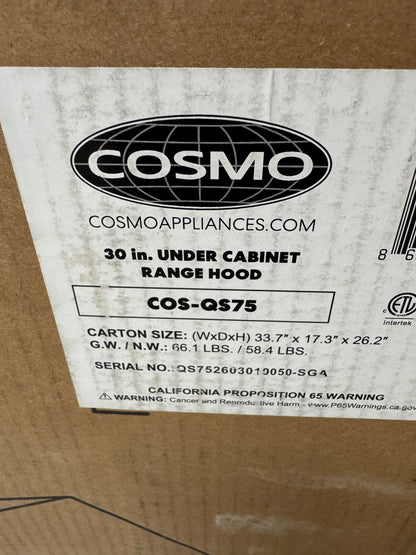 Cosmo 30” Haven Collection Under Cabinet Range Hood