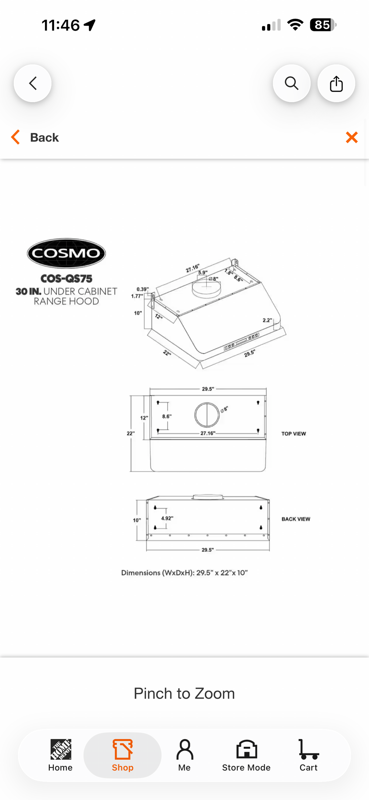 Cosmo 30” Haven Collection Under Cabinet Range Hood