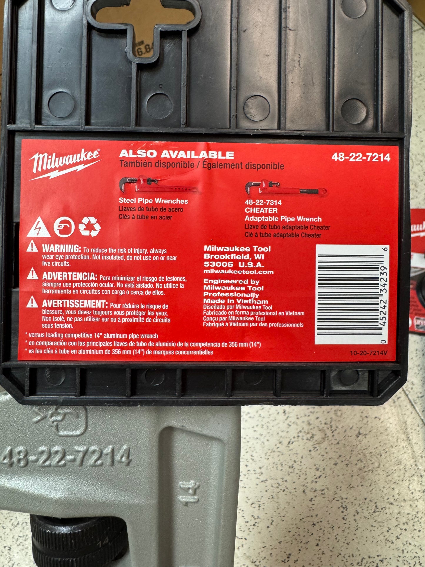 Milwaukee 14” Aluminum Pipe Wrench