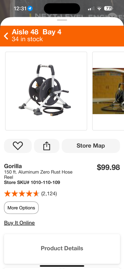 Gorilla 150ft Aluminum Zero Rust Hose Reel